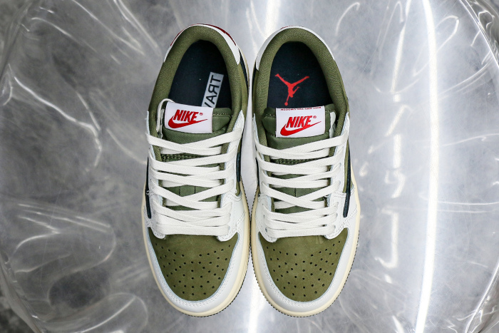 Travis Scott x Jordan 1 Retro Low  'Reverse Olive / Medium Olive' Kid（A1）