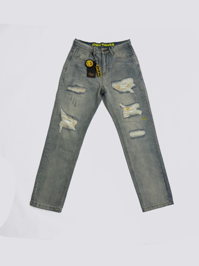 Drew House Smiley Face Jeans With Holes