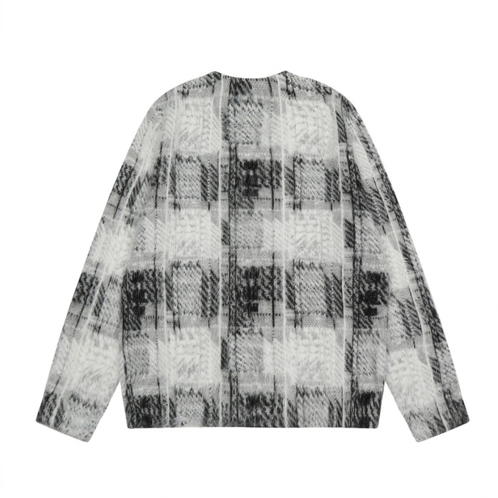 Stussy Hairy Plaid Cardigan Sweater