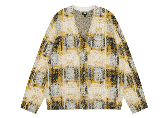 Stussy Hairy Plaid Cardigan Sweater