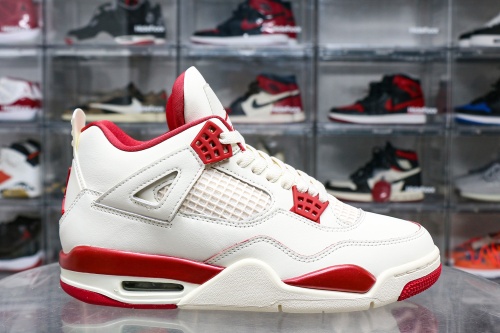 Jordan 4 Retro Pale Ivory Sierra Red  WMNS