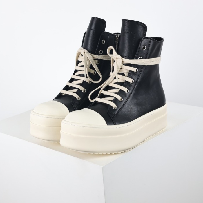 R!ck Owens Mega Bumper Leather Sneakers Black Milk