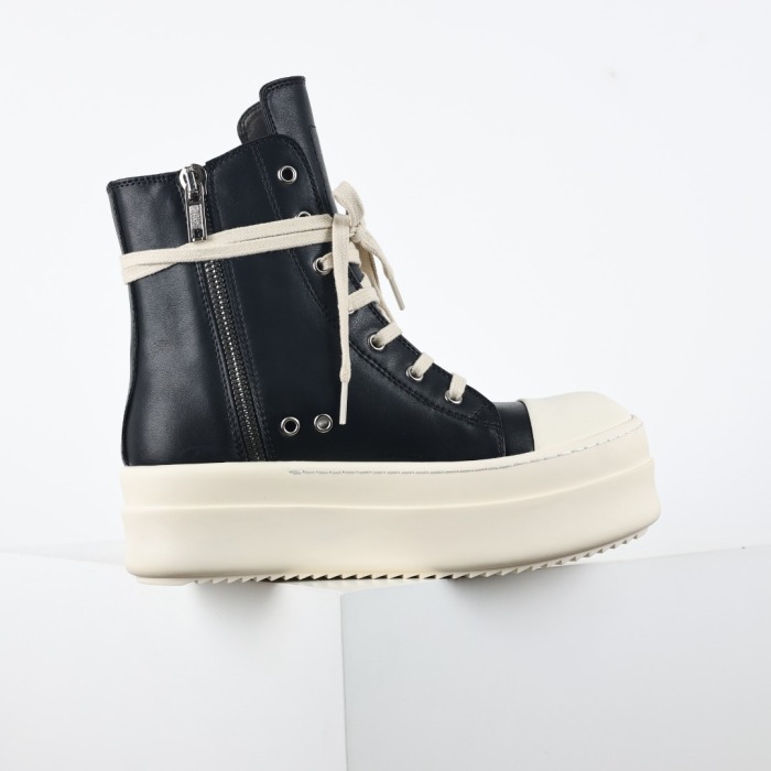 R!ck Owens Mega Bumper Leather Sneakers Black Milk