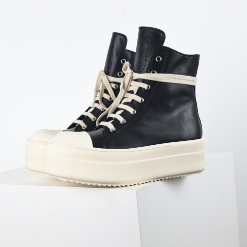 R!ck Owens Mega Bumper Leather Sneakers Black Milk