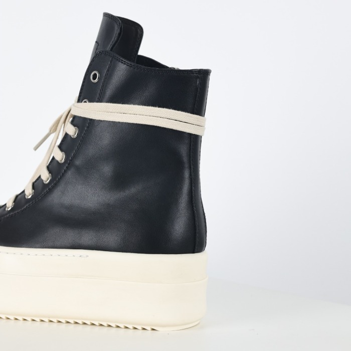 R!ck Owens Mega Bumper Leather Sneakers Black Milk