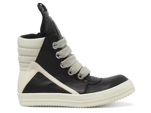 R!ck Owens Strobe Geobasket Thick Shoelaces High Black Milk