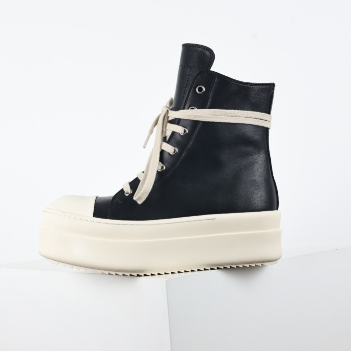 R!ck Owens Mega Bumper Leather Sneakers Black Milk