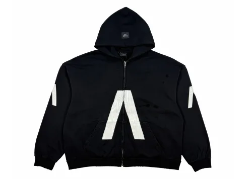 Balanciag@ Cracked Print Zipper Hoodie