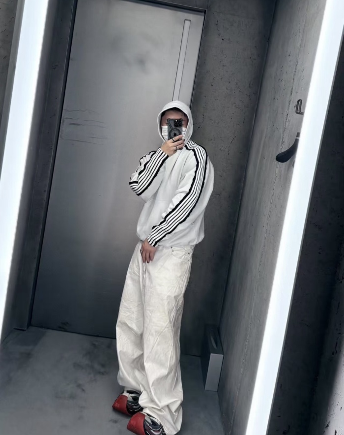 Balanciag@ Tape Panels Sleeve Hoodie