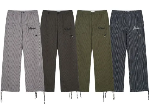 RHUDE Classic Striped Cargo Pants with Embroidered Letter Logo