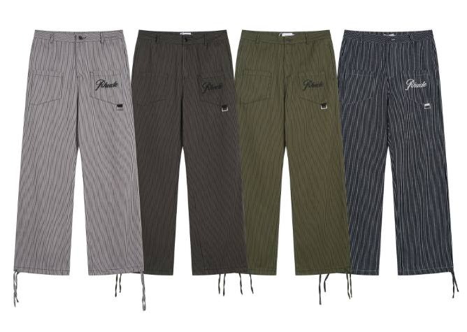 RHUDE Classic Striped Cargo Pants with Embroidered Letter Logo