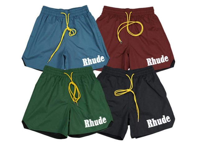 RHUDE Solid Color Embroidered Logo Letter Shorts