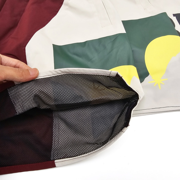 RHUDE Sunset Print Drawstring Color-Block Shorts, American High-Street Loose-Fit Casual Shorts