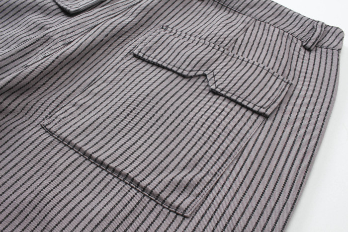 RHUDE Classic Striped Cargo Pants with Embroidered Letter Logo