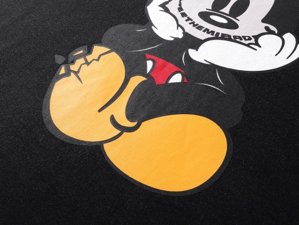 Vintage  Mickey Mouse Cracked Print Washed T-Shirt