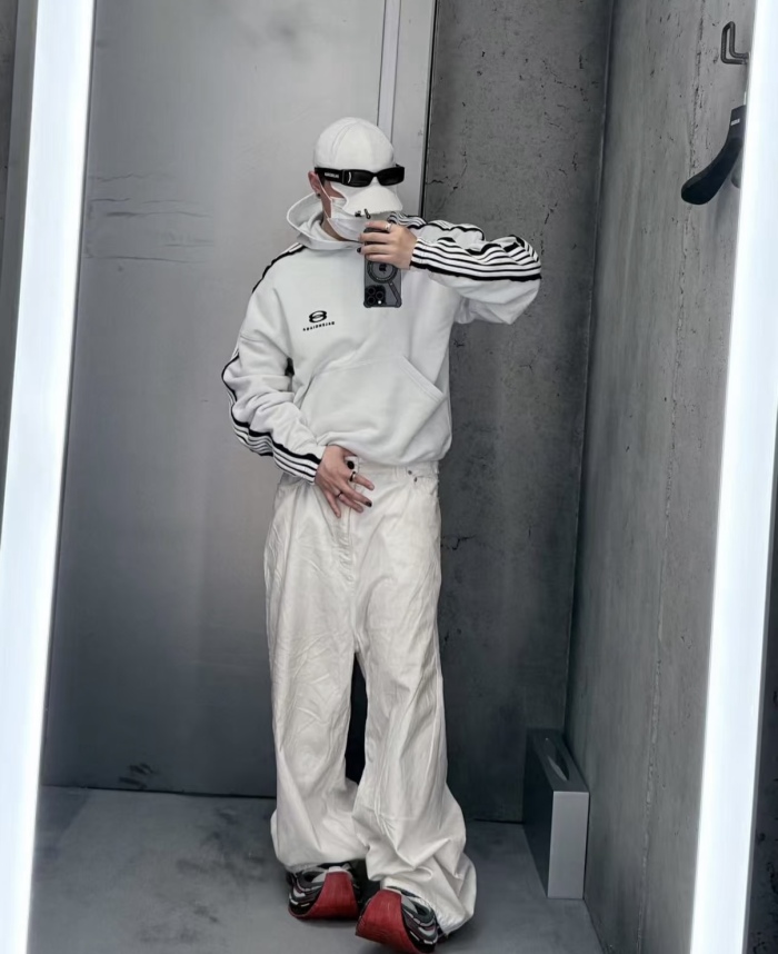 Balanciag@ Tape Panels Sleeve Hoodie