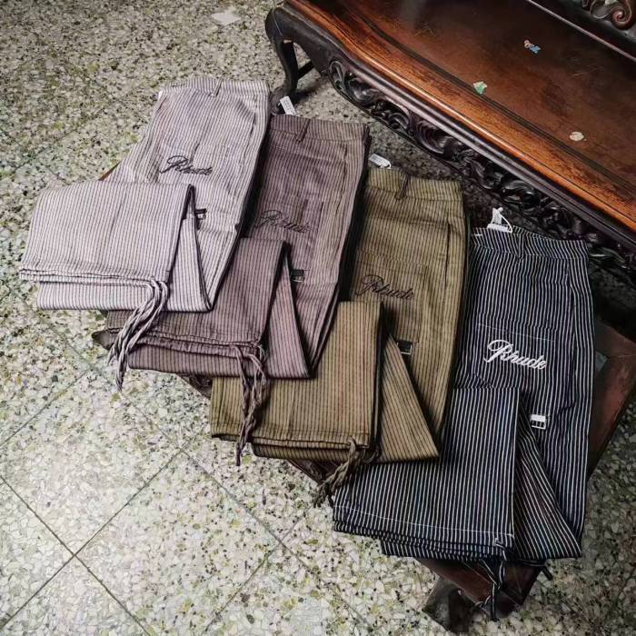 RHUDE Classic Striped Cargo Pants with Embroidered Letter Logo