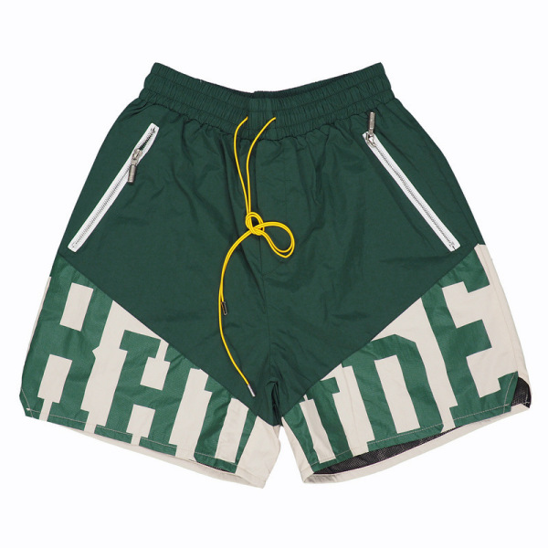 RHUDE Drawstring Elastic Casual Shorts – Unisex Color-Block High-Street Beach Sports Shorts