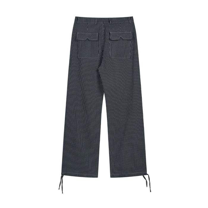 RHUDE Classic Striped Cargo Pants with Embroidered Letter Logo