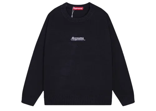 Supreme Embroidered Letter Logo Crewneck Wool Knit Sweater