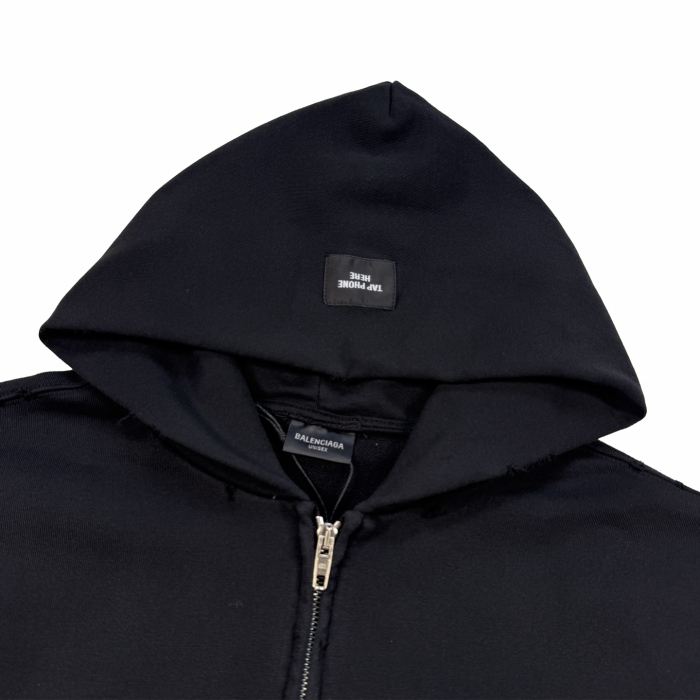 Balanciag@ Cracked Print Zipper Hoodie