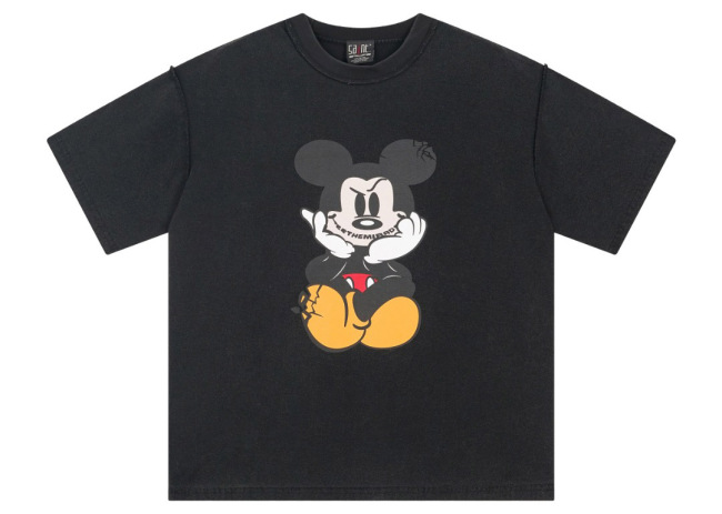 Vintage Mickey Mouse Cracked Print Washed T-Shirt
