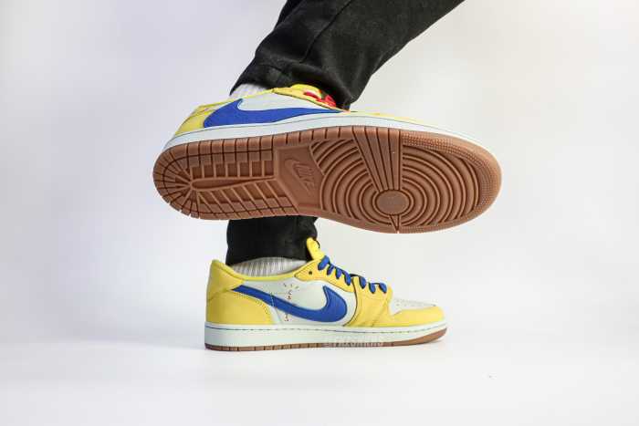 Travis Scott x Air Jordan 1 Retro Low OG SP “Elkins/Canary Yellow” GS（A1）