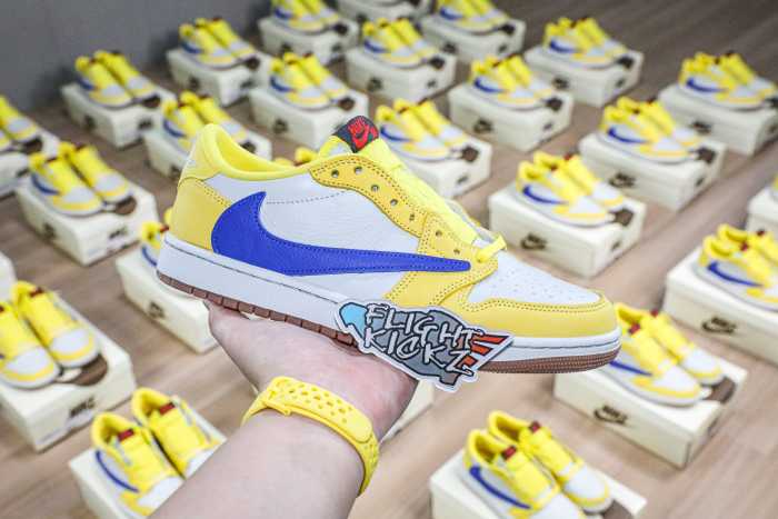 Travis Scott x Air Jordan 1 Retro Low OG SP “Elkins/Canary Yellow” GS（A1）