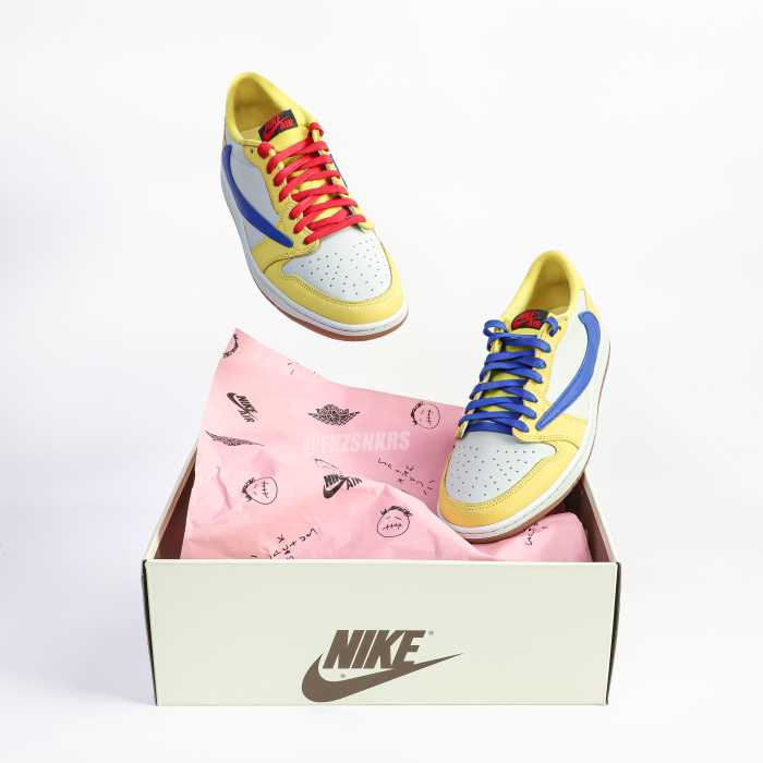 Travis Scott x Air Jordan 1 Retro Low OG SP “Elkins/Canary Yellow” GS（A1）