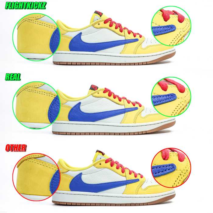 Travis Scott x Air Jordan 1 Retro Low OG SP “Elkins/Canary Yellow” GS（A1）