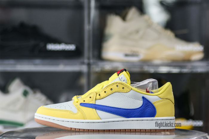 Travis Scott x Air Jordan 1 Retro Low OG SP “Elkins/Canary Yellow” GS（A1）