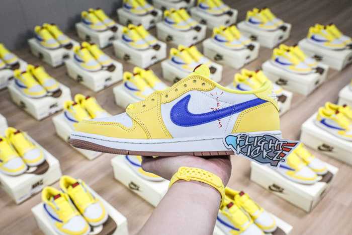 Travis Scott x Air Jordan 1 Retro Low OG SP “Elkins/Canary Yellow” GS（A1）