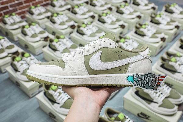 Travis Scott x Air Jordan 1 Low Golf Neutral Olive GS（A1）