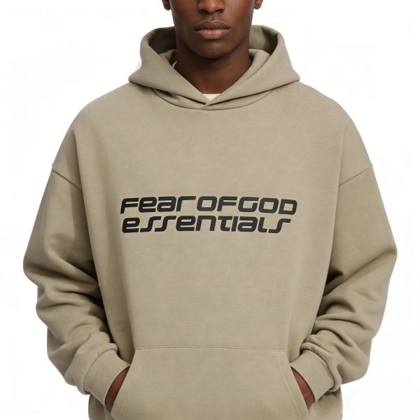 Fear Of God Fear of God Essentials Embossed Front Logo Fleece-Lined Hoodie FW26