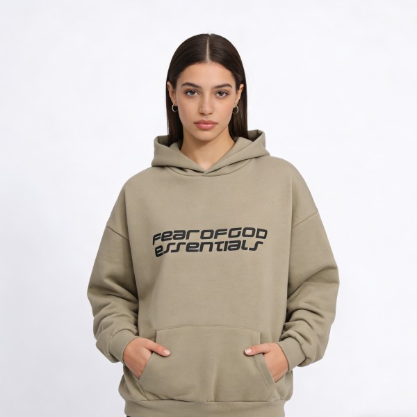 Fear Of God Fear of God Essentials Embossed Front Logo Fleece-Lined Hoodie FW26