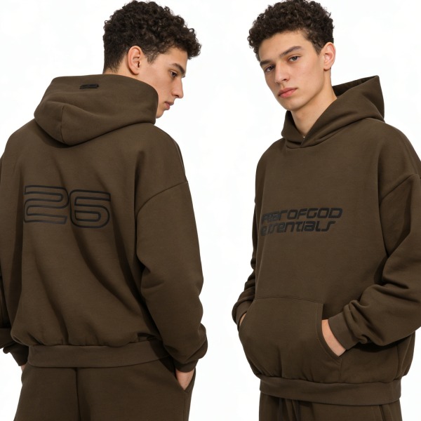 Fear Of God Fear of God Essentials Embossed Front Logo Fleece-Lined Hoodie FW26