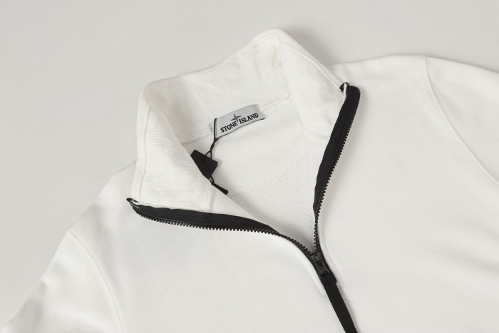 Stone Island Badge Logo Half-Zip Pullover Sweatshirt