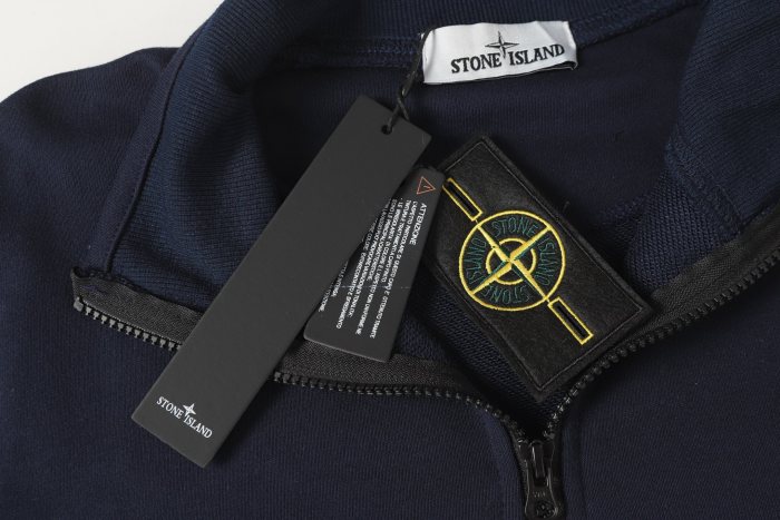 Stone Island Badge Logo Half-Zip Pullover Sweatshirt