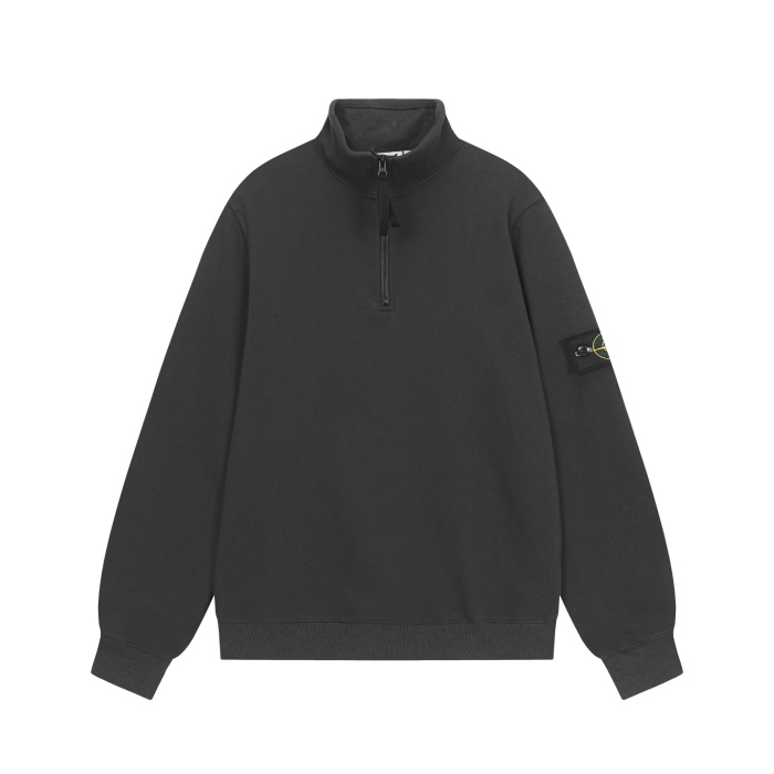 Stone Island Badge Logo Half-Zip Pullover Sweatshirt