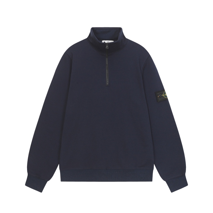 Stone Island Badge Logo Half-Zip Pullover Sweatshirt