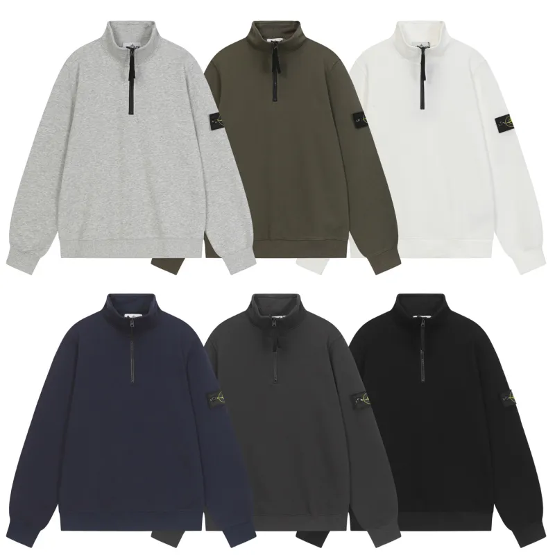 Stone Island Badge Logo Half-Zip Pullover Sweatshirt