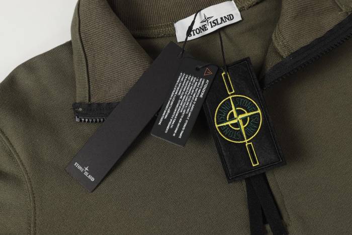 Stone Island Badge Logo Half-Zip Pullover Sweatshirt