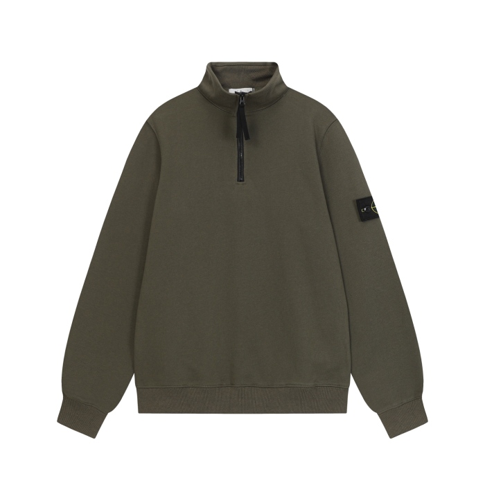 Stone Island Badge Logo Half-Zip Pullover Sweatshirt