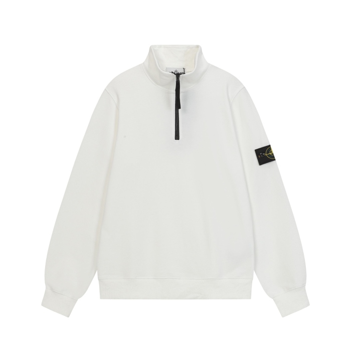 Stone Island Badge Logo Half-Zip Pullover Sweatshirt