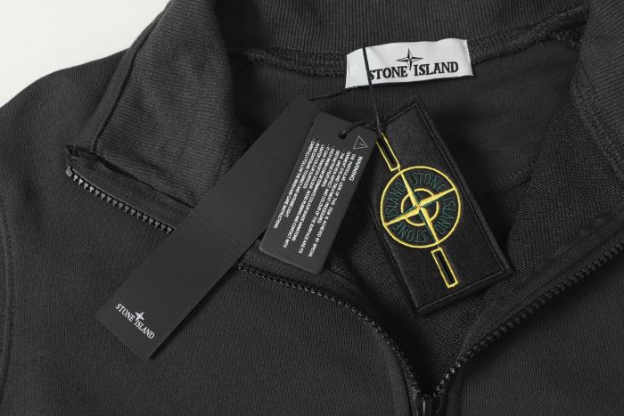 Stone Island Badge Logo Half-Zip Pullover Sweatshirt