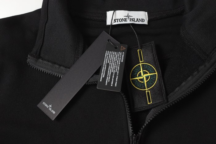 Stone Island Badge Logo Half-Zip Pullover Sweatshirt