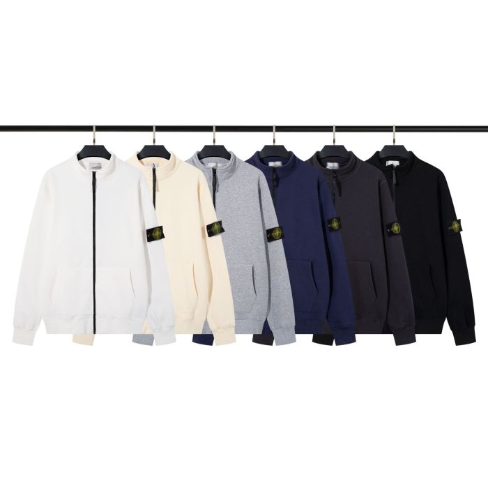 Stone Island Badge Logo Half-Zip Pullover Sweatshirt