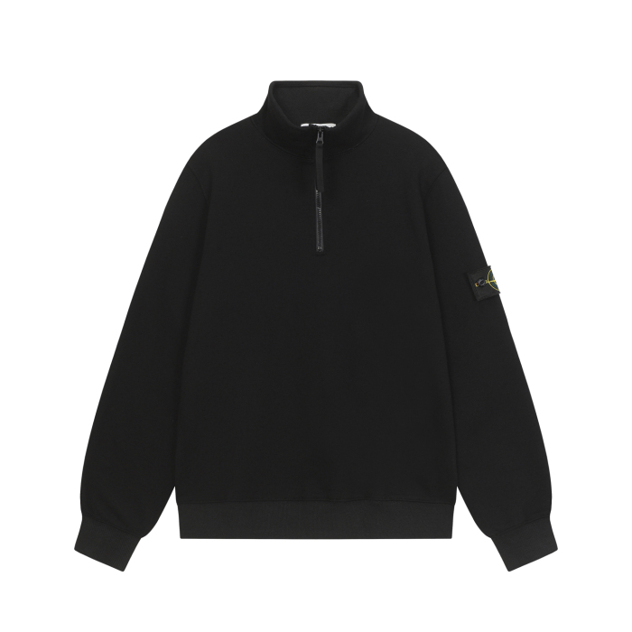 Stone Island Badge Logo Half-Zip Pullover Sweatshirt
