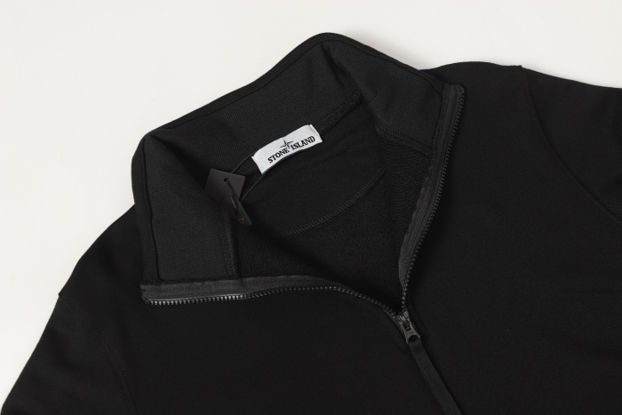 Stone Island Badge Logo Half-Zip Pullover Sweatshirt