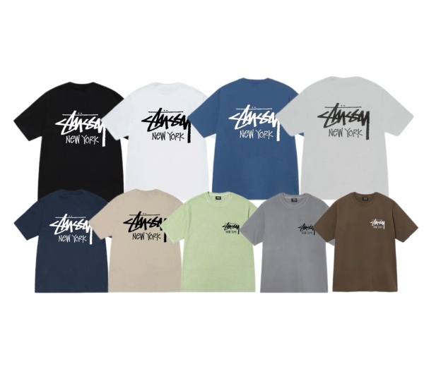 Stussy New York Custom Logo Print Crew Neck T-shirt